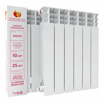500/100 - 6 радиатор алюминиевый НРЗ (Россия)